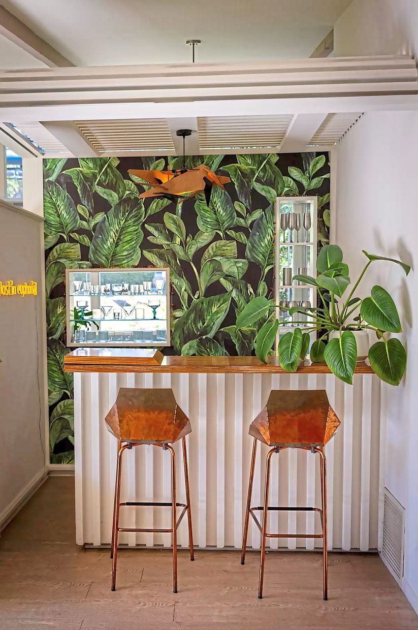 The bar in the living room.