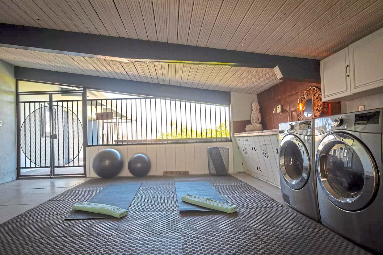 The lanai has enough room for a gym, washer and dryer and a lounge. It also has ample built-in storage.