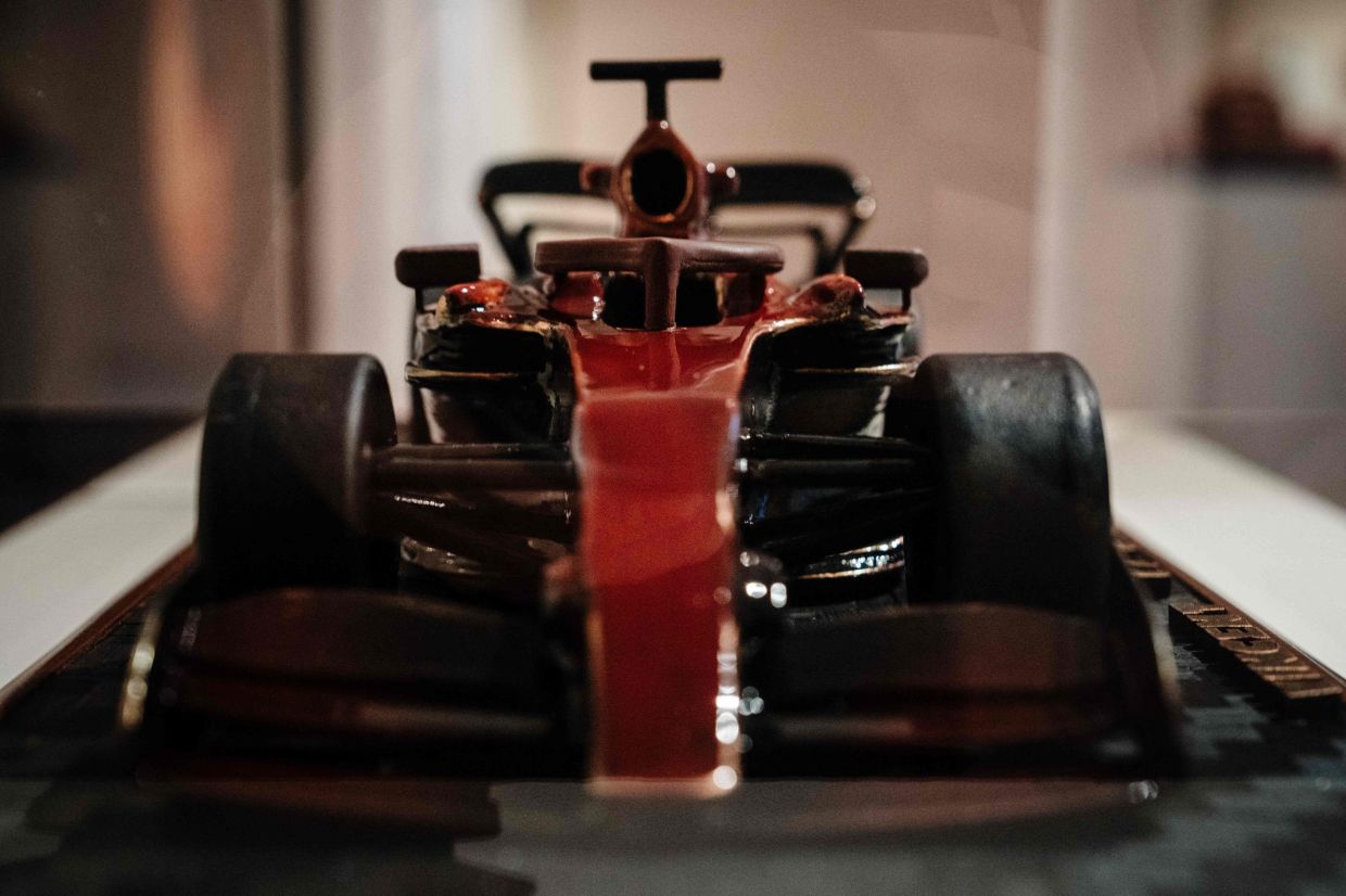 A chocolate pastry made by France's pastry chef Vincent Guerlais.