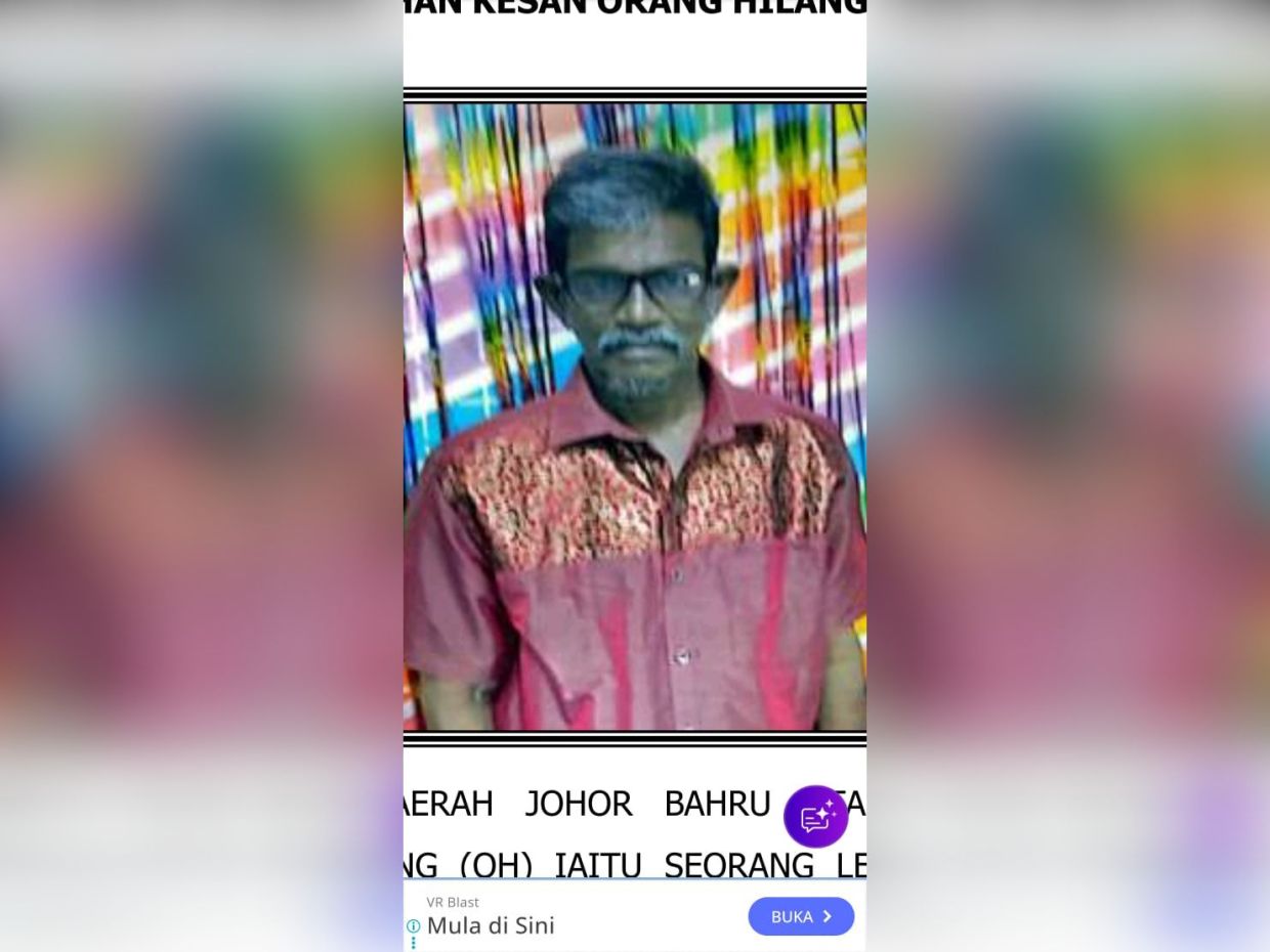 Johor cops seek public’s help to find missing 52-year-old man