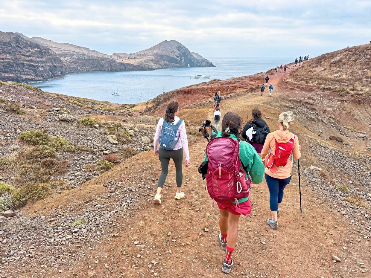 Hiking trails wind through the windswept eastern edge of Madeira, Portugal.