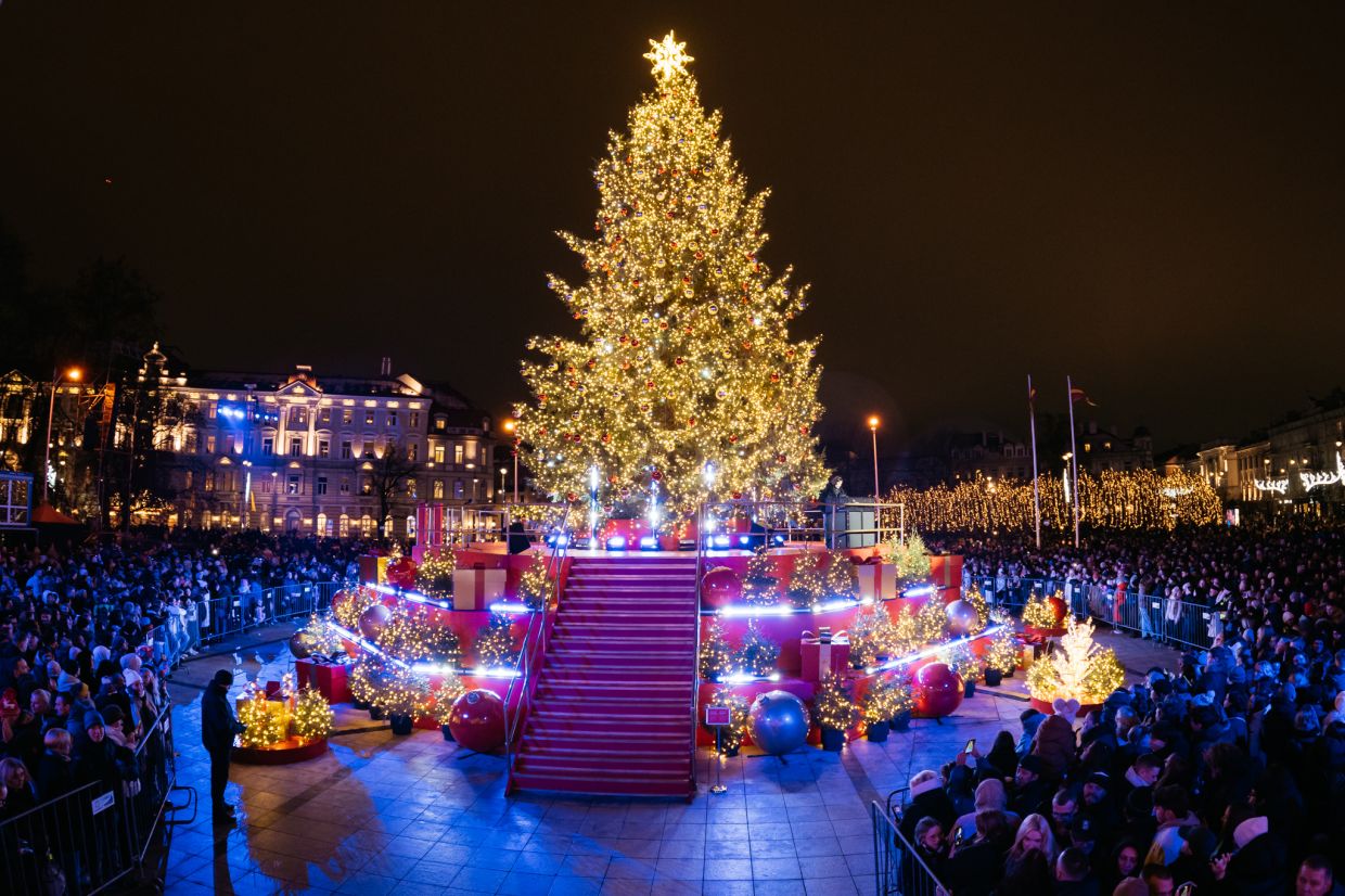 The Vilnius Christmas Tree can be admired from the 3m-high viewing platform circling it. — MANTAS GUDZINEVICIUS