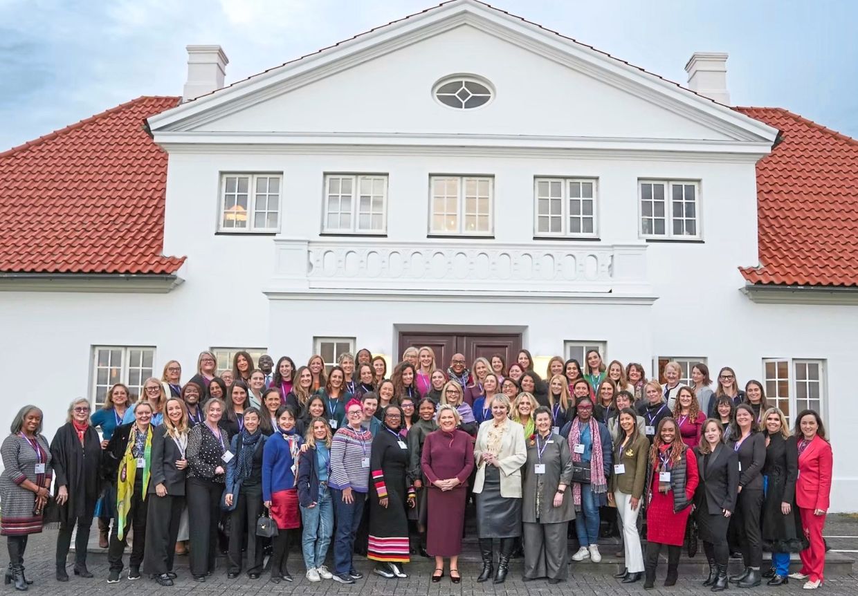 Sprakkars posing for a photo outsideIceland's president Halla Tómasdóttir's presidential residence. It was reported that Tómasdóttir has warned that despite the progress made, her country was not immune to the global 'backlash' against feminism. — Photos: Jacyl Shaw