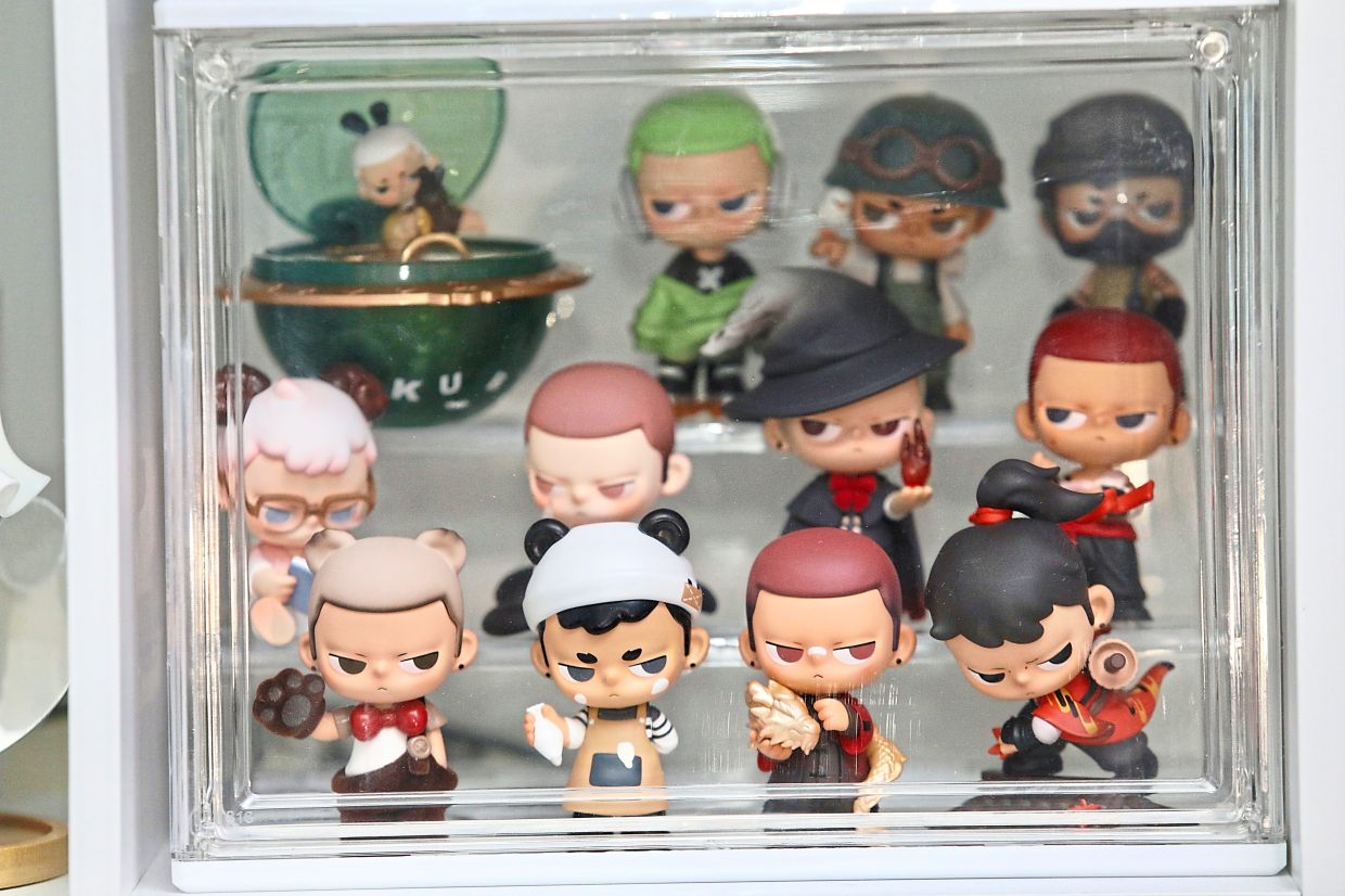 Chan’s favourite figurines from Pop Mart are Skullpandas. When Chan gets a figurine he already has, he would list it up online to be sold. Photo: The Star/Low Lay Phon