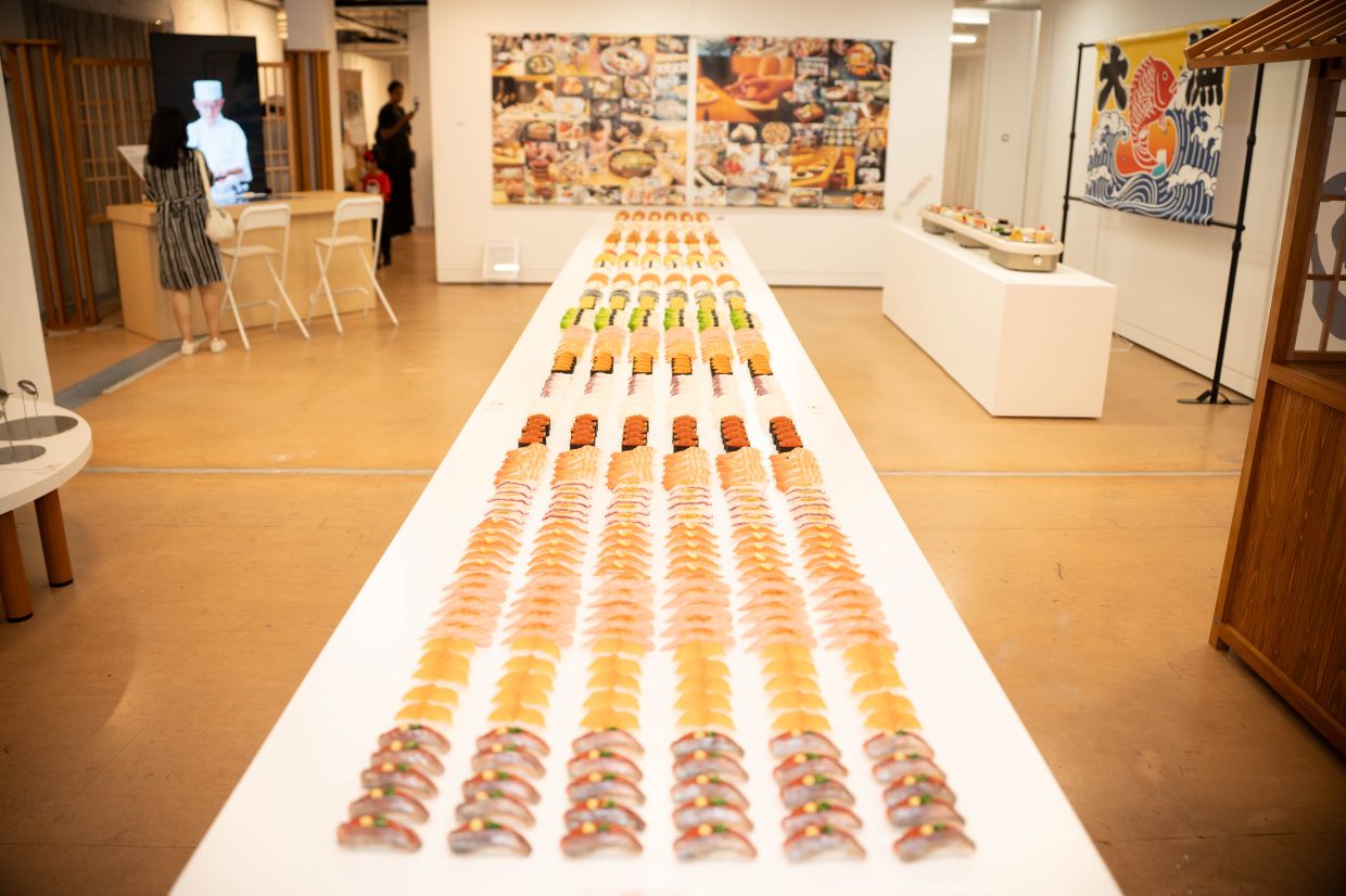 A gallery view of 'I Love Sushi', an exhibition tracing the art and history of sushi, at The Toffee building in Kuala Lumpur. Photo: The Japan Foundation, KL 