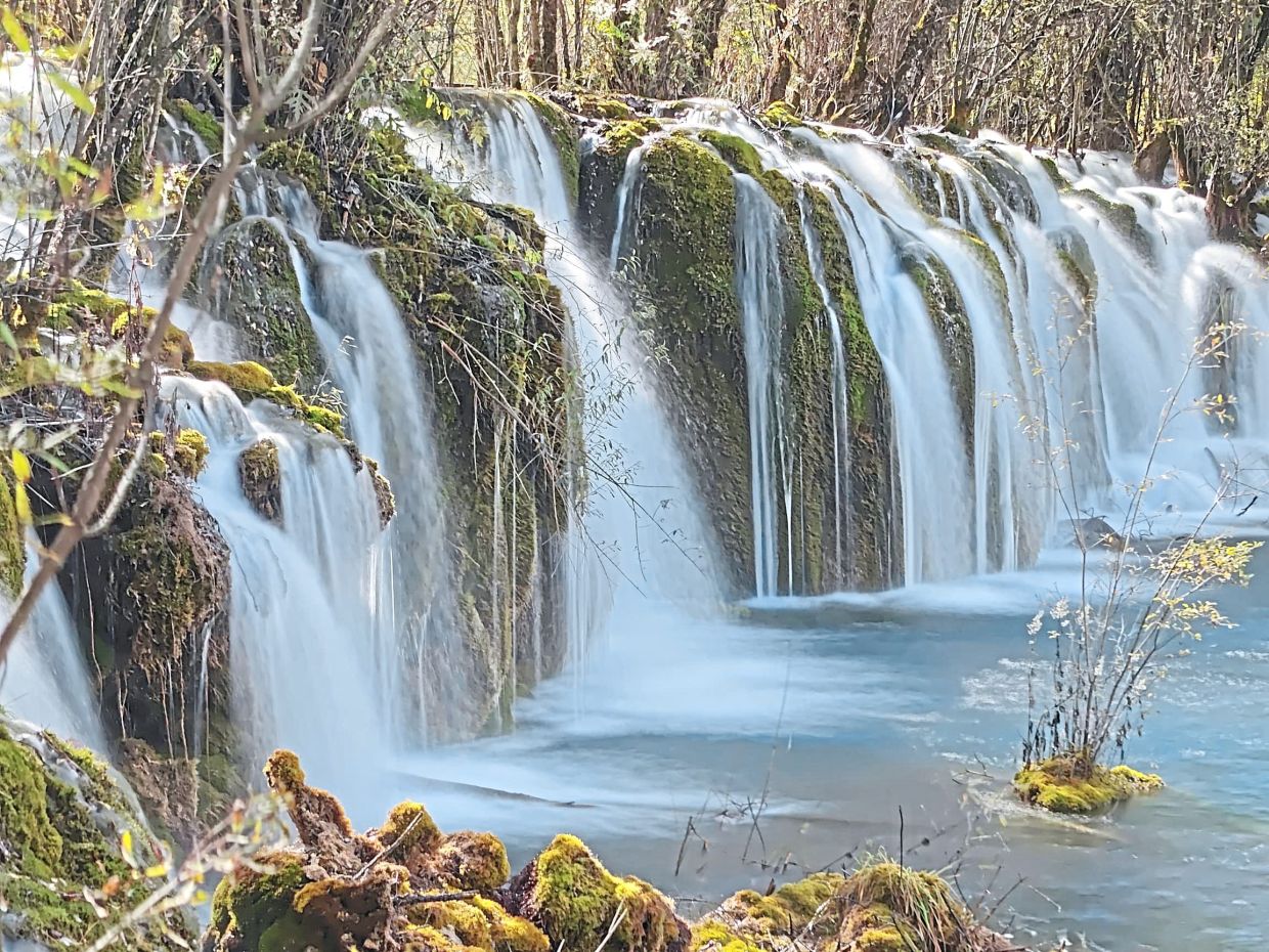 Awesome cascading waterfalls at Jiuzhaigou.
