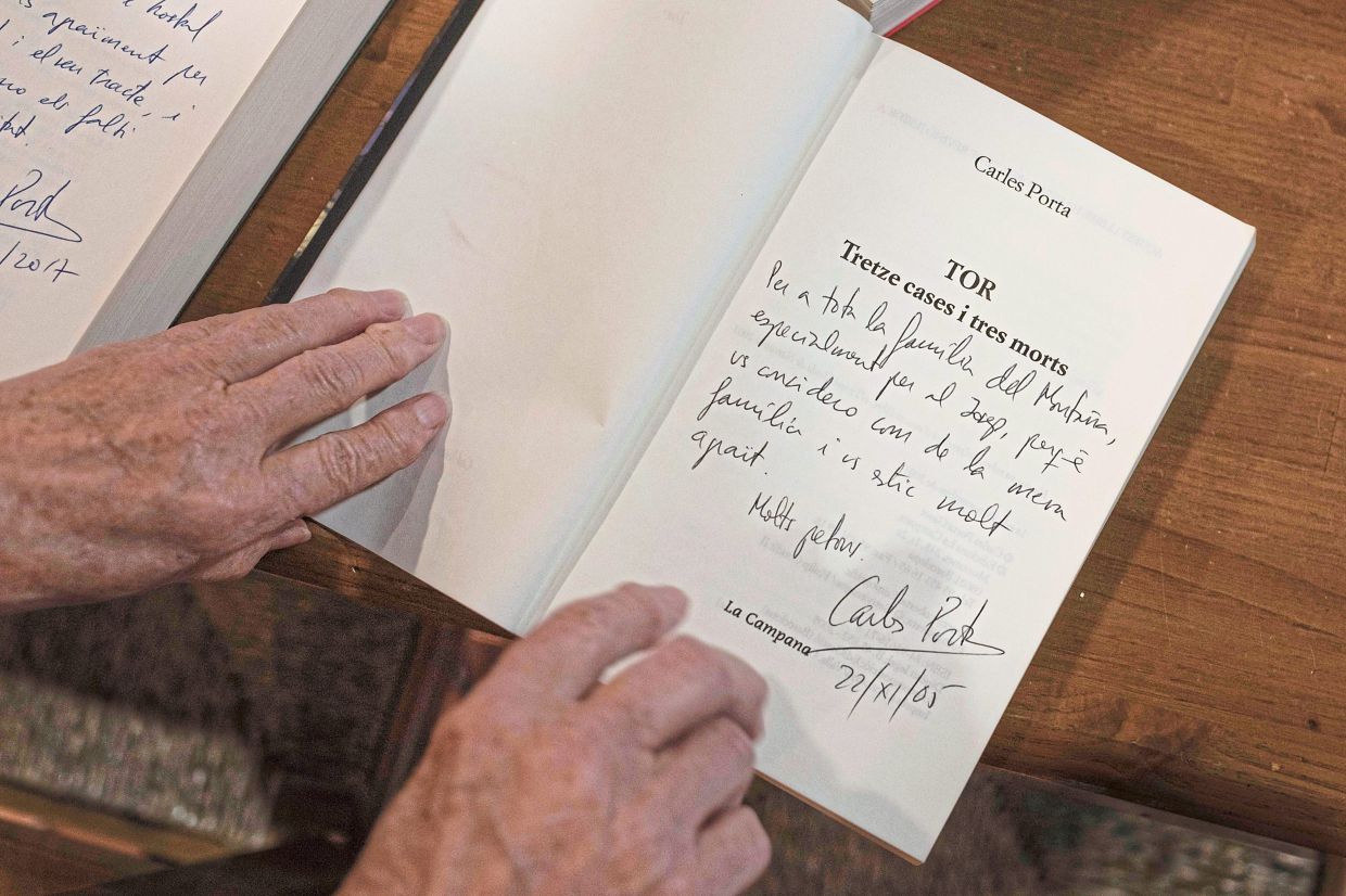 A book by Porta dedicated to Joana Montana and her family in Alins, Spain. — Maria Contreras Coll/The New York Times