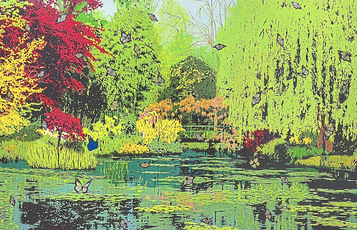 Najib's painting 'The Promised Garden X' which details one of the many lakes in Monet's garden in Giverny, during spring. Photo: G13 Gallery