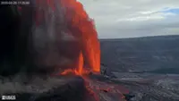Hawaii's Kilauea volcano spews triple lava fountains and tallest reaches more than 1,200 feet, says USGS