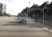Jaywalker hit by motorbike while chatting with lorry driver on JB road