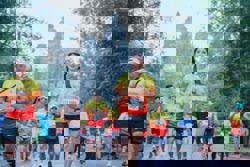 Around 16,000 participants run an international half-marathon at Cambodia's historic Angkor Wat