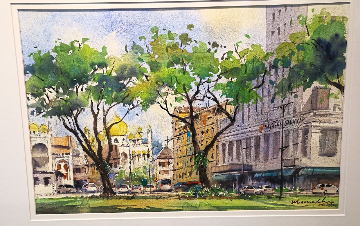 His painting of Kuching’s Padang Merdeka. 