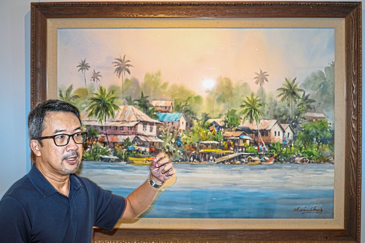 Chew says he enjoys painting villages and rural scenes.