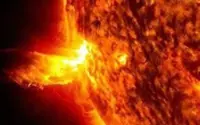 The sun releases strong solar flare, produce strong plasma ejection toward Earth
