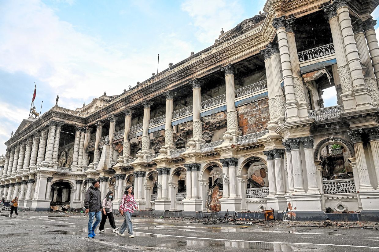 The burnt remains of the prime minister’s building at the Singha Durbar in Kathmandu. — Atul Loke/The New York Times