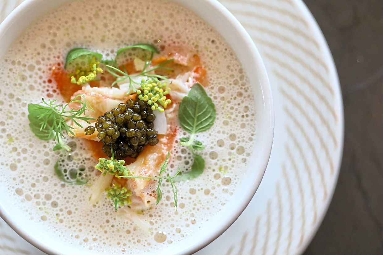 Steamed King Crab Chawanmushi is rich and creamy.