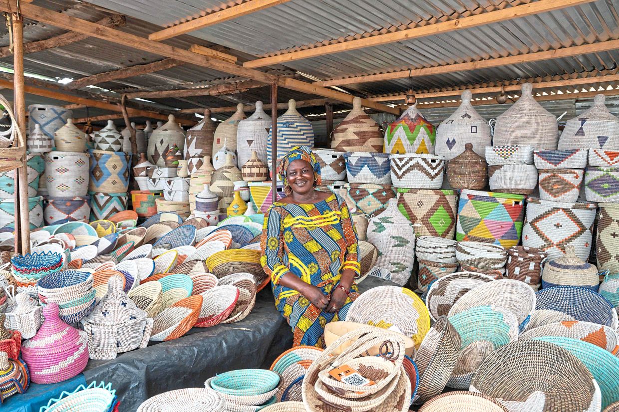 Ndoye sells Senegalese baskets at her own shop in Ndiakhate Ndiassane.