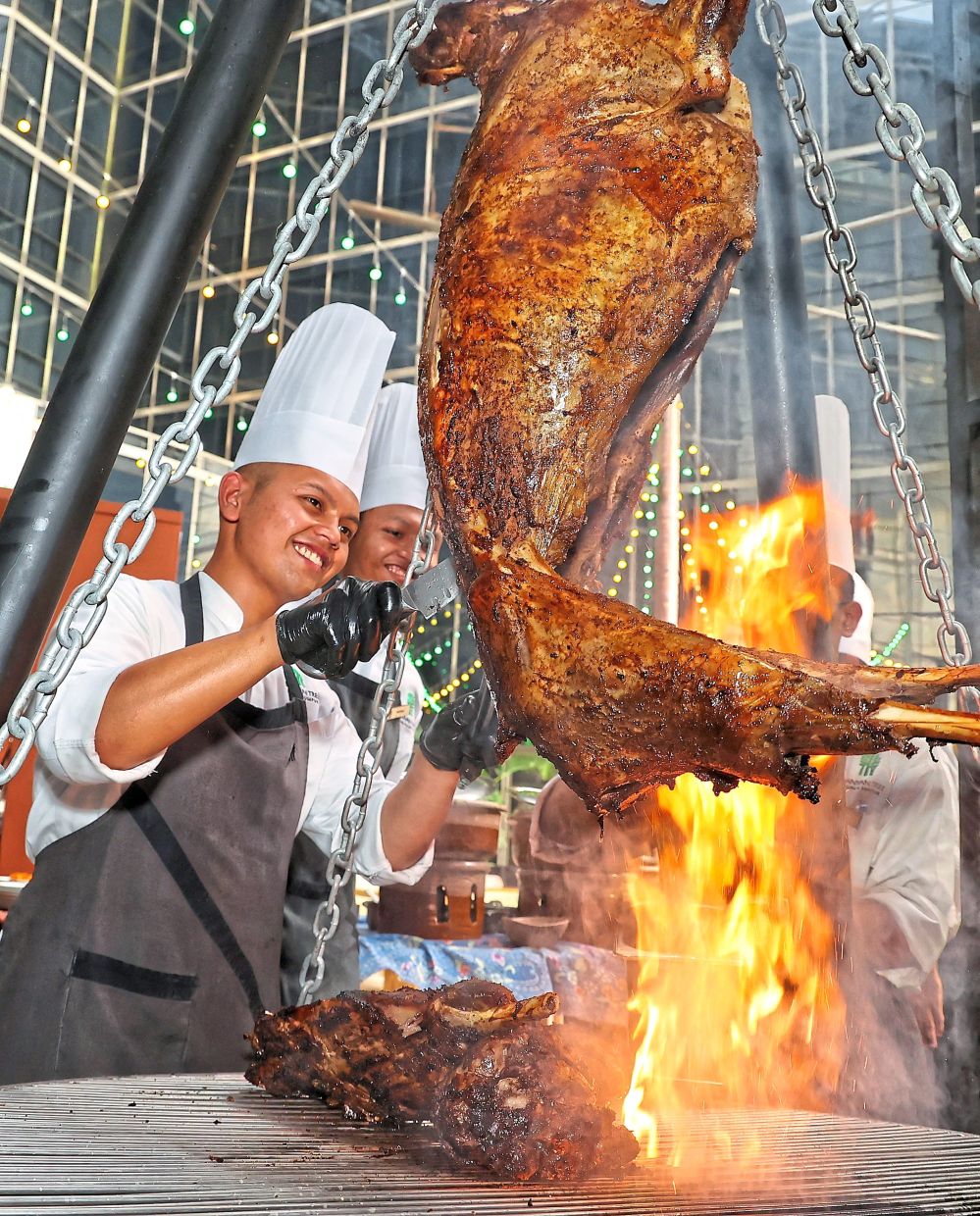 A whole roast lamb elevates the dining experience.