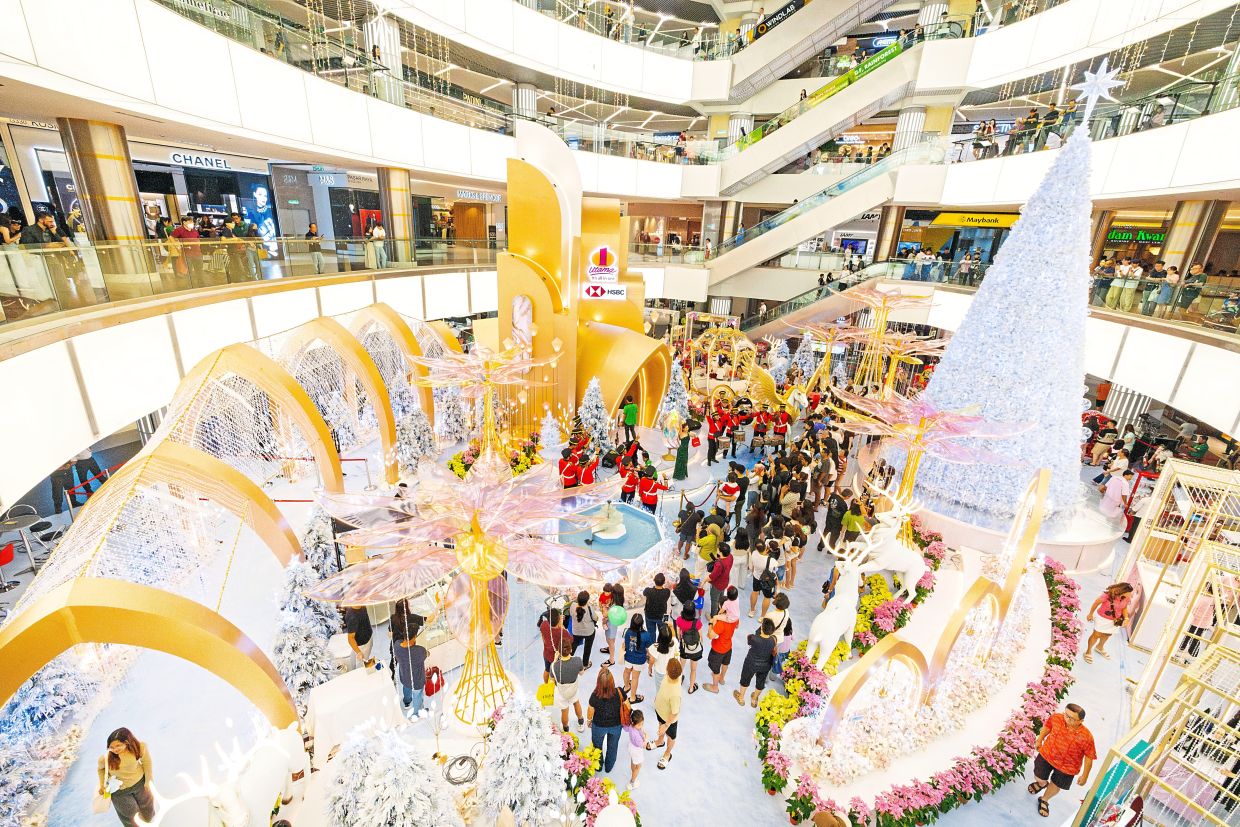 Admire the Crystal Sanctum or make a wish at the Glimmerwell Water Fountain at 1Utama.