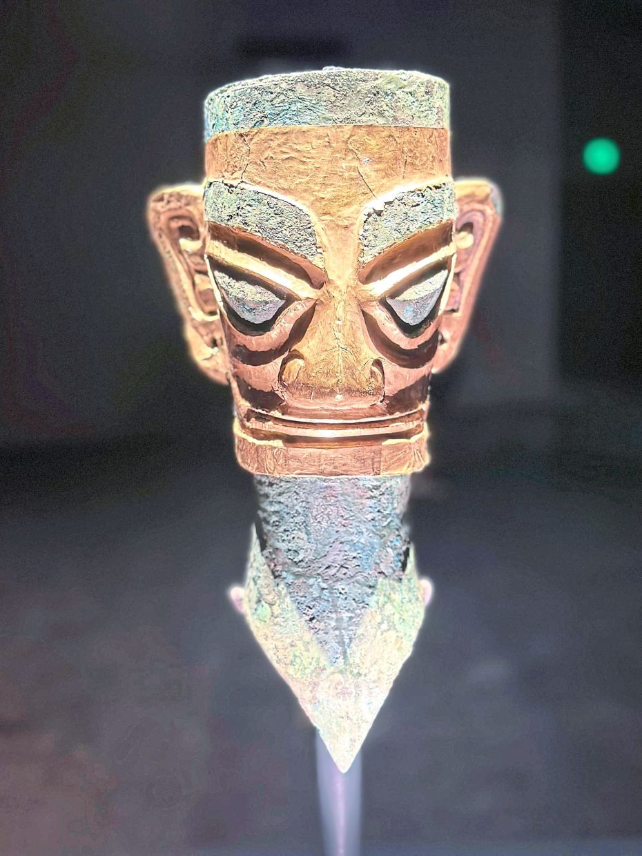 A bronze artifact from the Sanxingdui ruins, which is over 3,000 years ago.