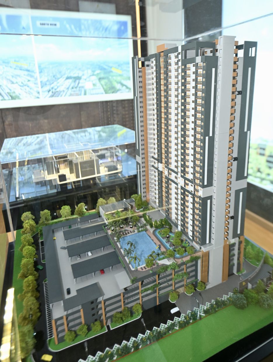 Building scale model of what the completed Alamanda Heights Residence will look like, found at Multiplex’s headquarters in Seri Kembangan