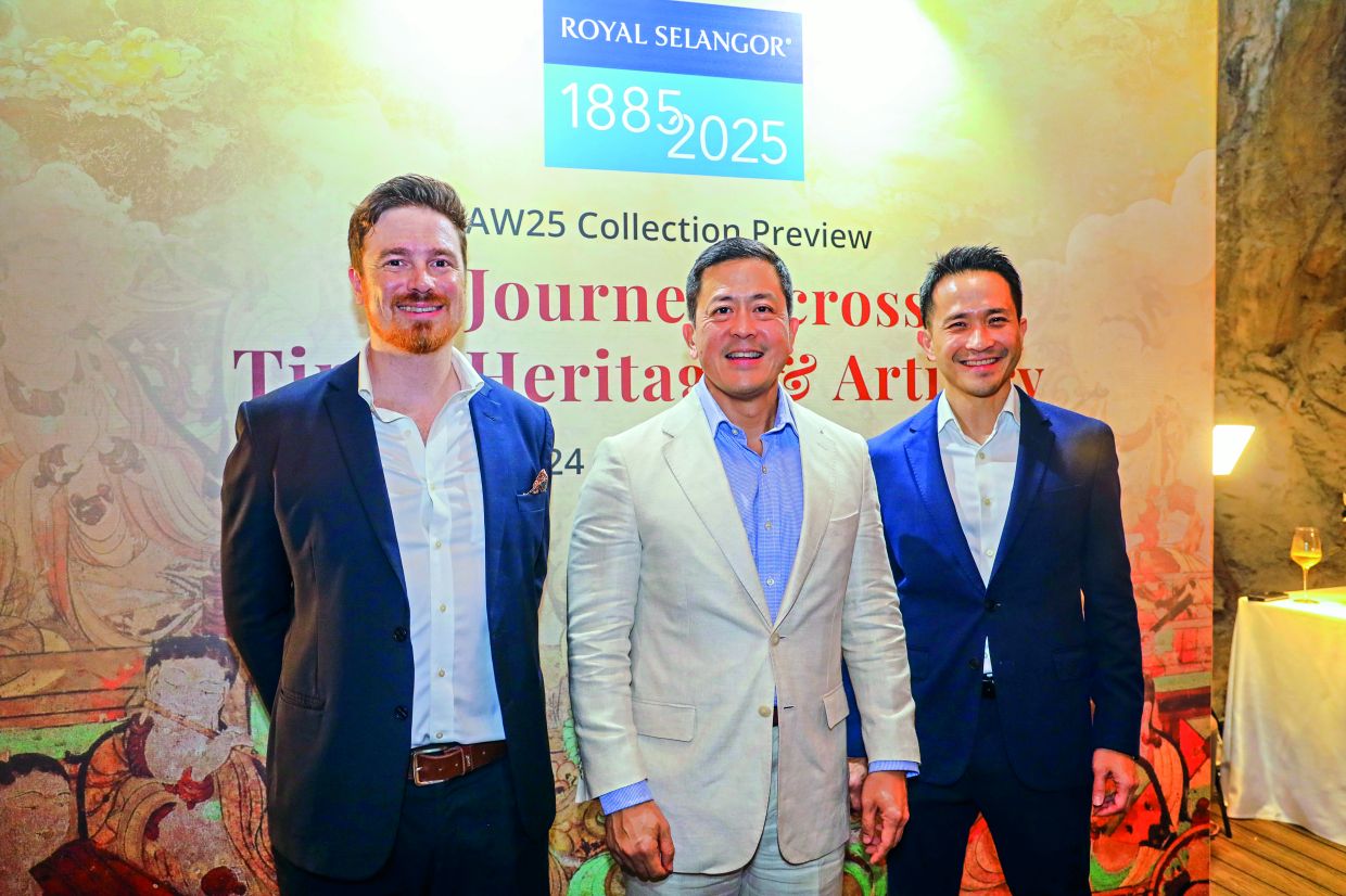 (From left) Head of design Richard de Lancey, Yong and executive director Chen Tien Yue at the media launch. — Photos: Royal Selangor
