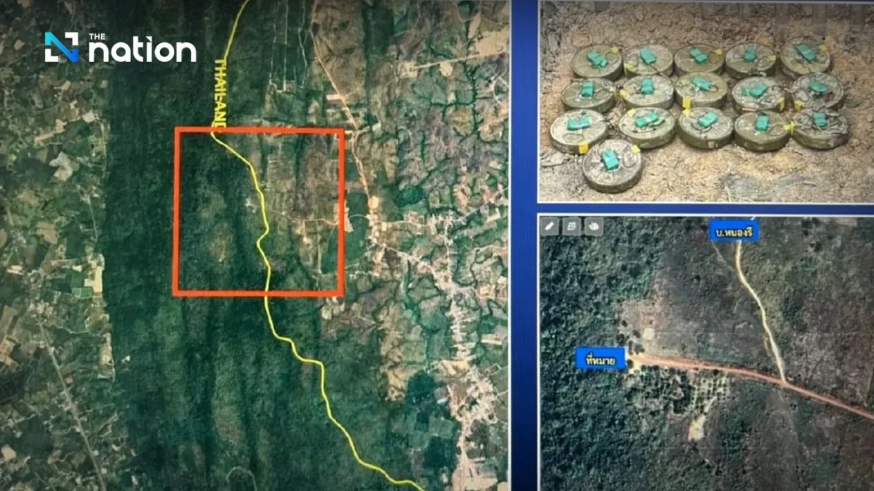 Thai navy troops uncover cache of 16 landmines at Ban Sam Lang area
