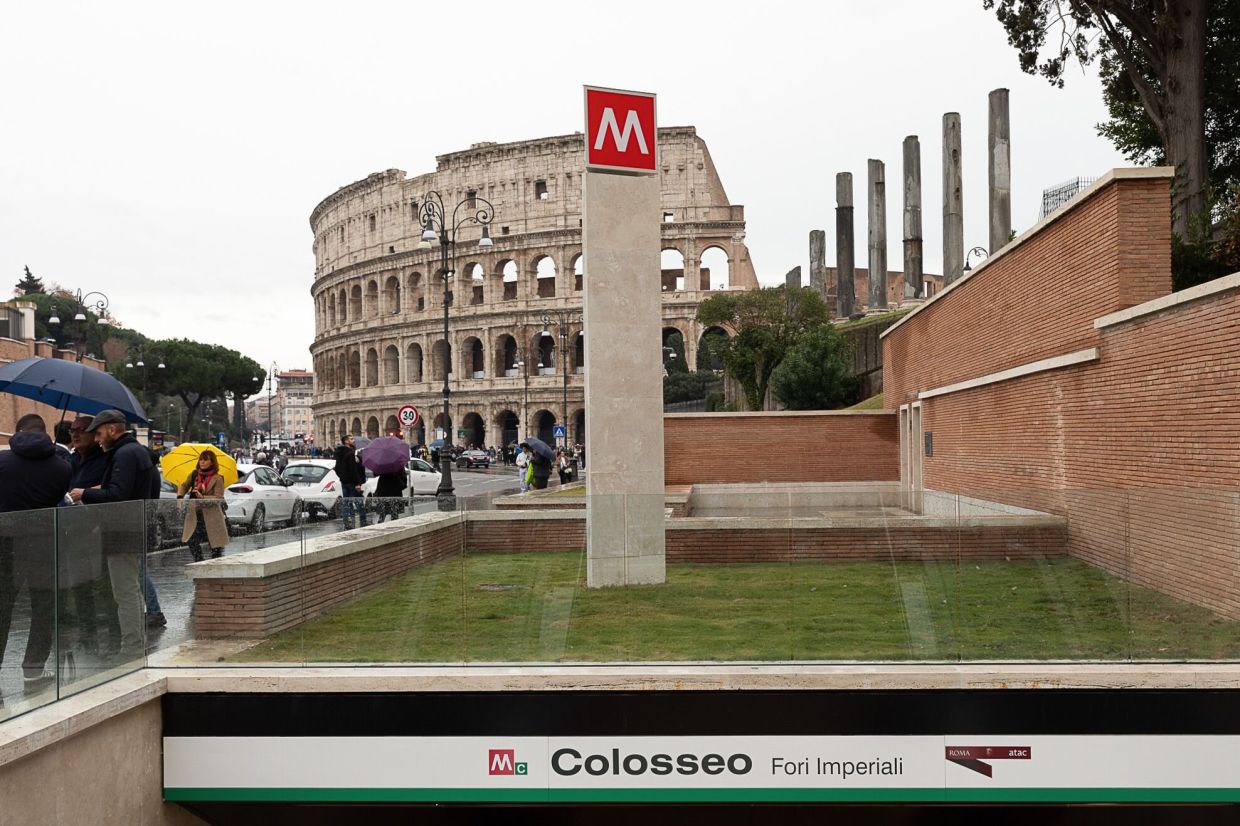 The entrance to the new Colosseo metro station near the Colosseum in Rome. Photo: Bloomberg