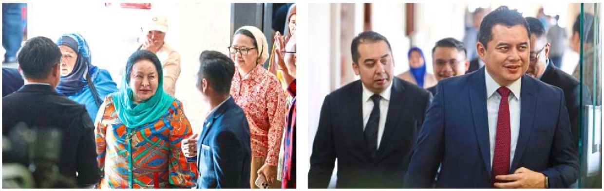 Family support: Najib’s wife Datin Seri Rosmah Mansor and sons Datuk Mohd Nazifuddin and Mohamad Nizar at the KL High Court. — FAIHAN GHANI/The Star