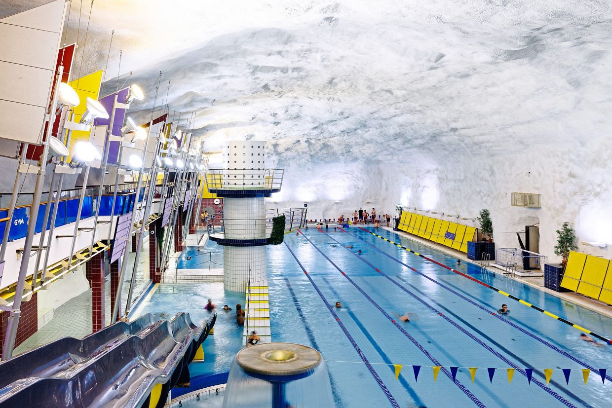 Itakeskus, a popular underground swimming hall.