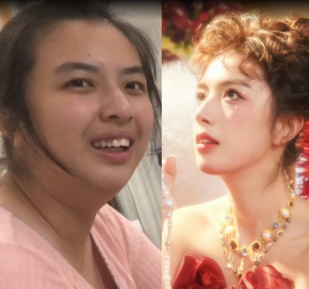 Liu Wendi, above, before and after her weight-loss transformation. Photo: 8days