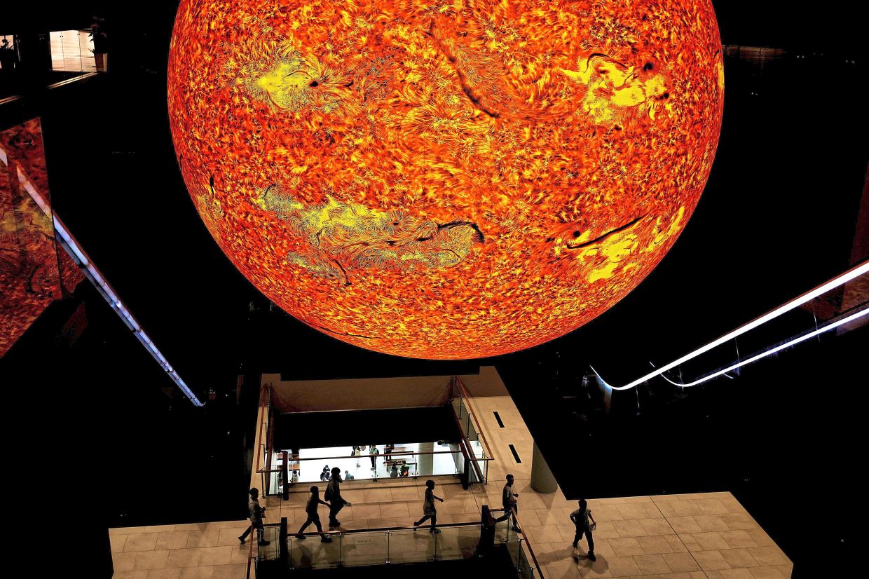 Measuring 7m in diameter, 'Helios' is wrapped in 72dpi imagery that captures the sun’s surface in remarkable detail. Photo: Bernama