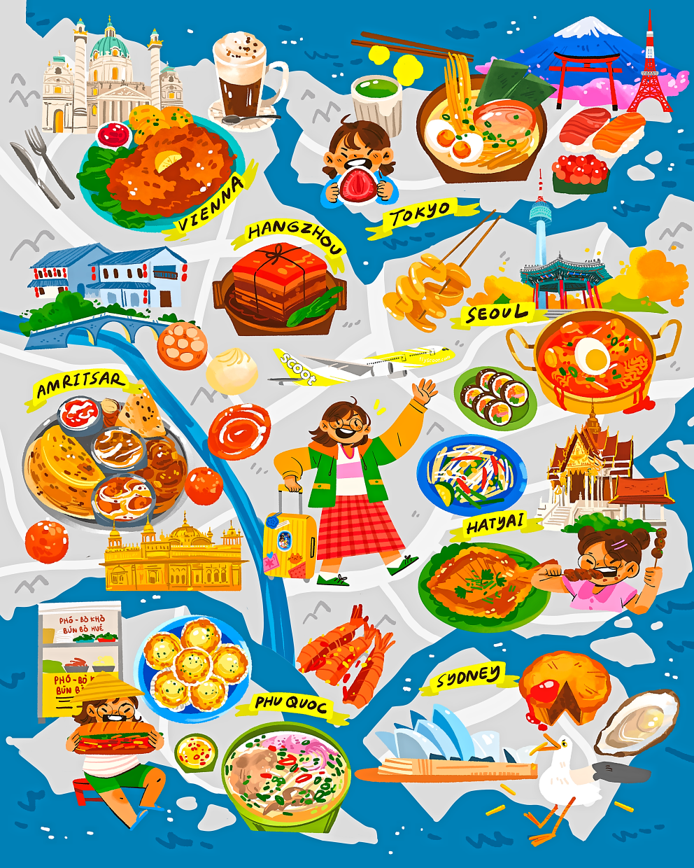 Lee’s illustration for the food-themed Scoot campaign. — Handout