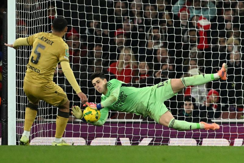 Soccer-Arsenal edge Palace on penalties to reach League Cup semi-finals