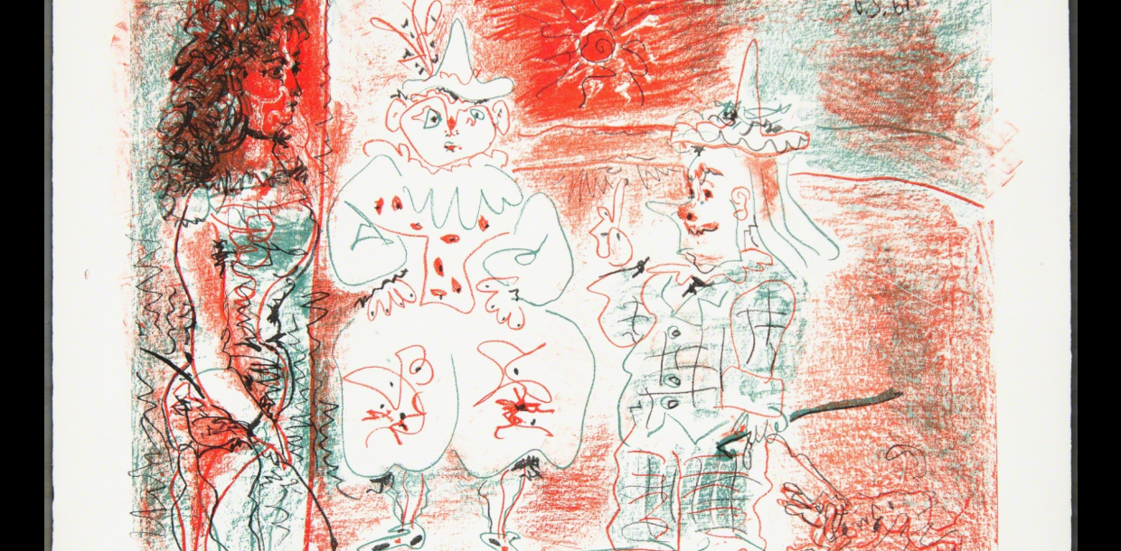 Pablo Picasso's L’Écuyère et les clowns (The Horsewoman and the Clowns), painted in 1961, is a famous circus-themed lithograph by Picasso. The artist had a lifelong fascination with circus life and characters.- Artnet