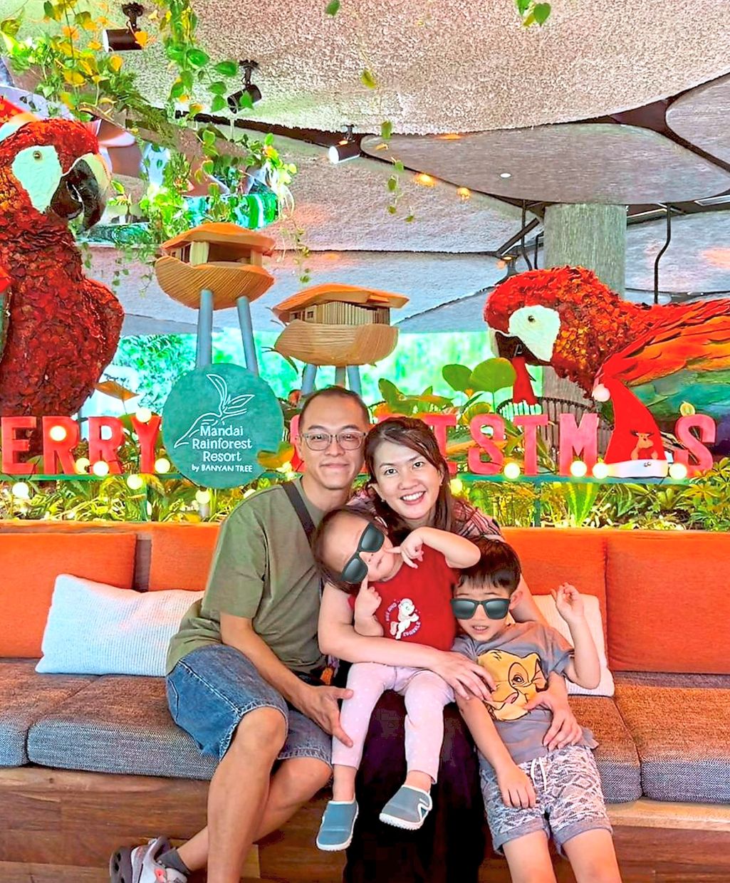 Singaporean Lim (seated right) with her husband Melwynn Leong and two children Elias (right) and Gianna. — Photos: THOMAS YONG/The Star