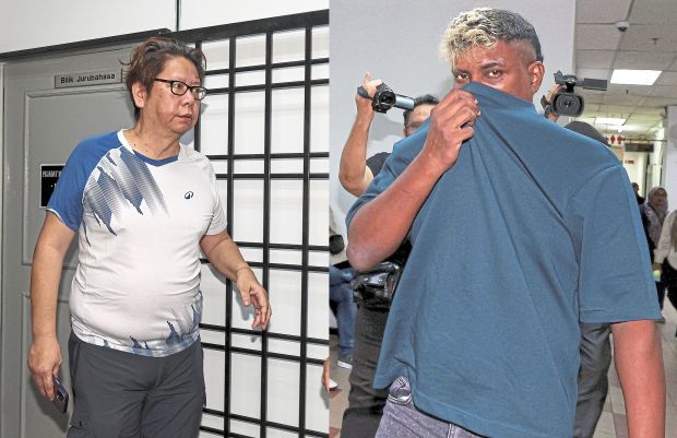 Southern scuffle: Chua (left) and Suresh appearing at the Magistrate’s Court in Johor Baru to face charges resulting from two public brawls between them on Sunday. — Bernama