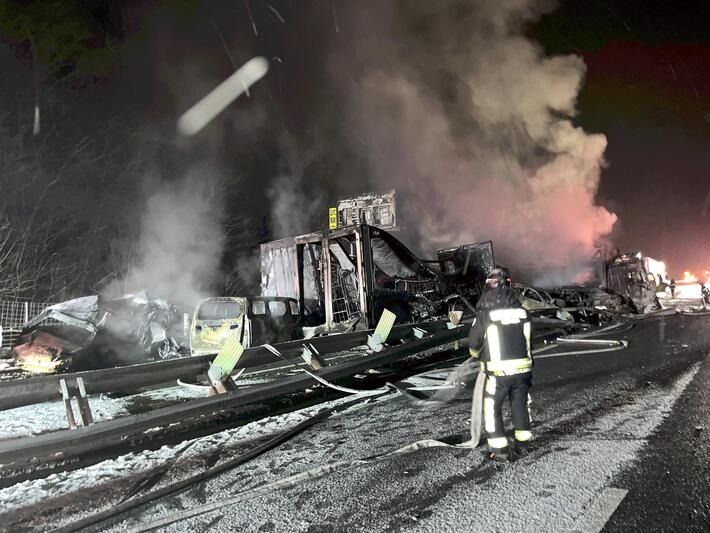 Woman killed, 26 injured in 50-vehicle expressway pile-up in Japan