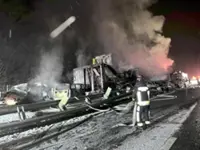 Woman killed, 26 injured in 50-vehicle expressway pile-up in Japan