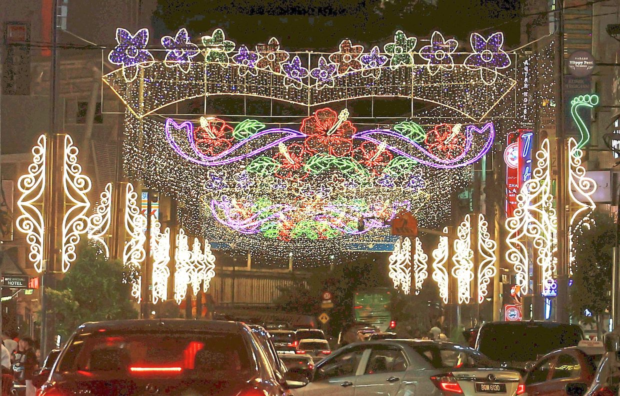 Lights are installed along Jalan Bukit Bintang for the VM2026 launch.