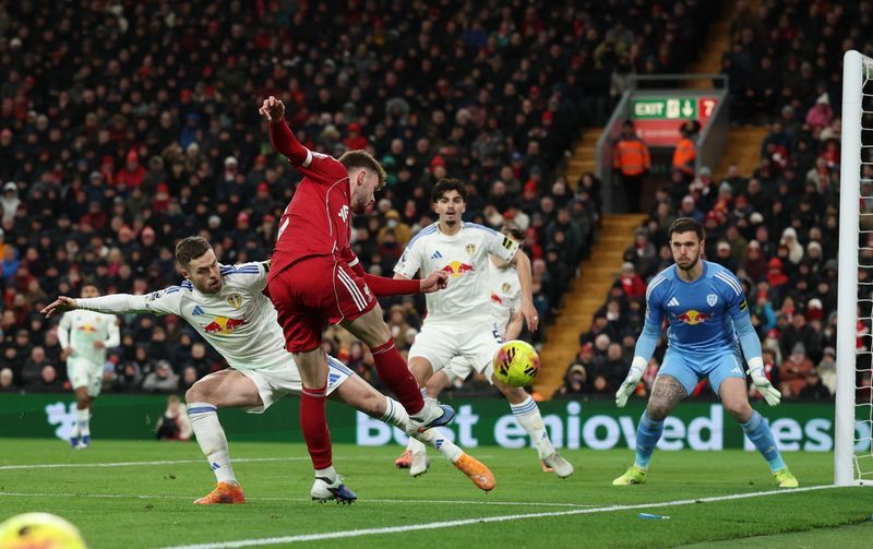 Soccer-Leeds hold Liverpool to goalless draw at Anfield