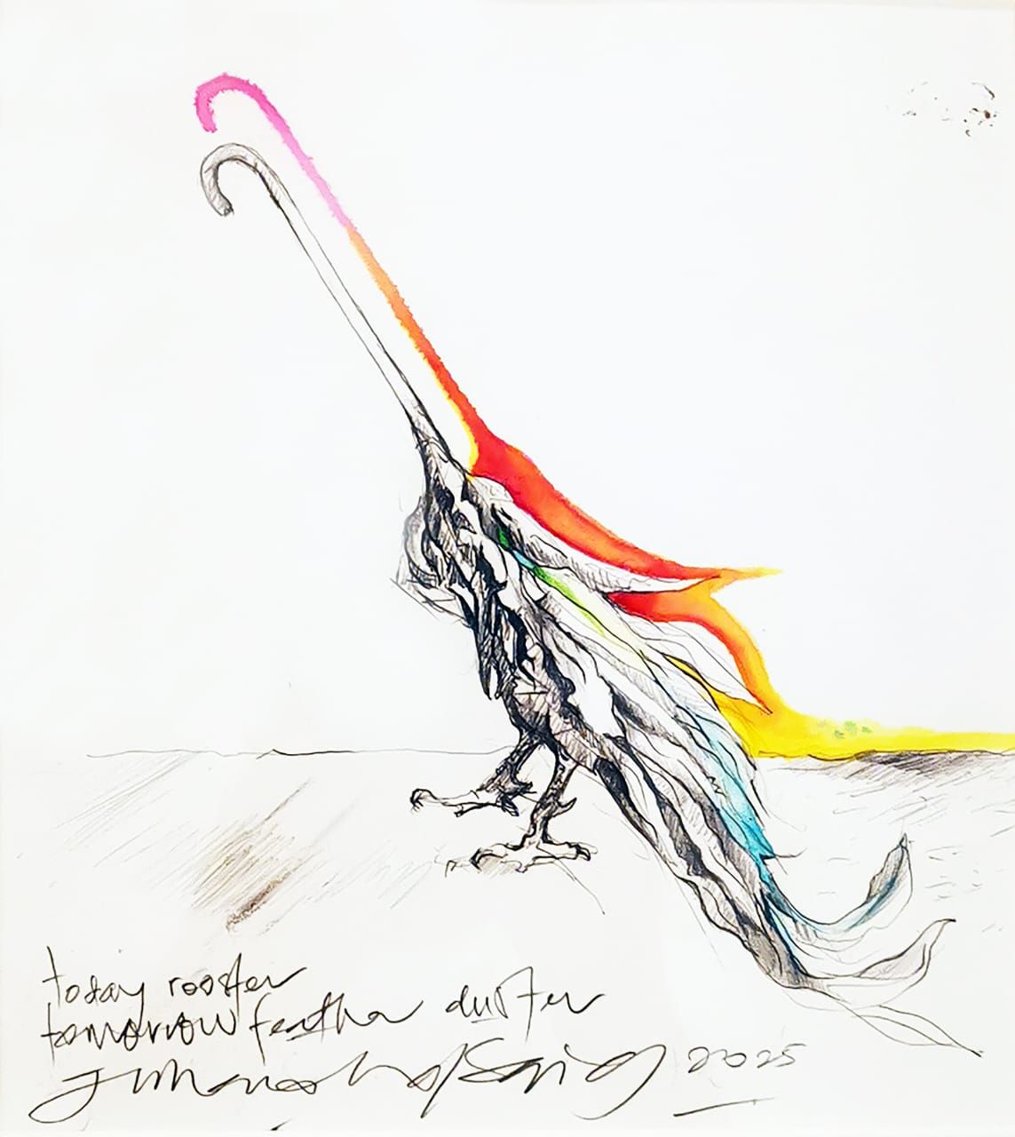 Juhari Said's artwork 'Today Rooster, Tomorrow Feather Duster' (2025). Photo: Ruang Teduh 