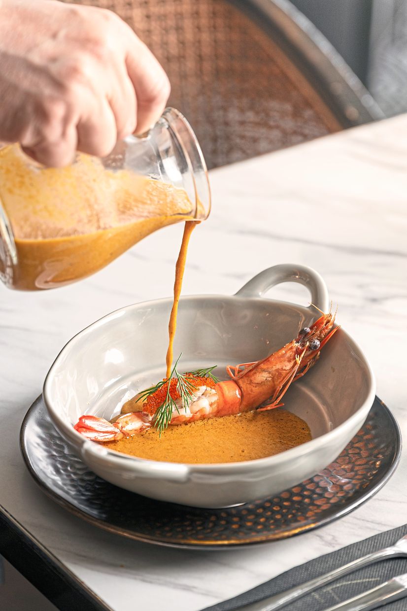The crab bisque is redolent of seafood and is rich without being overbearing.