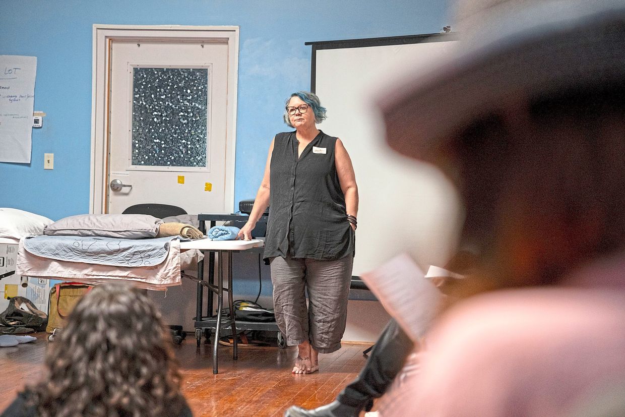 Wake programme manager Laurie Dietrich answers questions about the dying process and home caregiving. Photo: Verite News and CatchLight Local/Report for America/TNS/Christina Botic