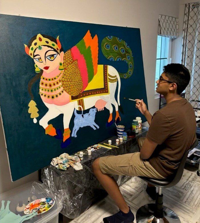 Arjun Reddy, a teenager with autism, loves bringing ideas to life through colour and texture. — Photos: Trove Market