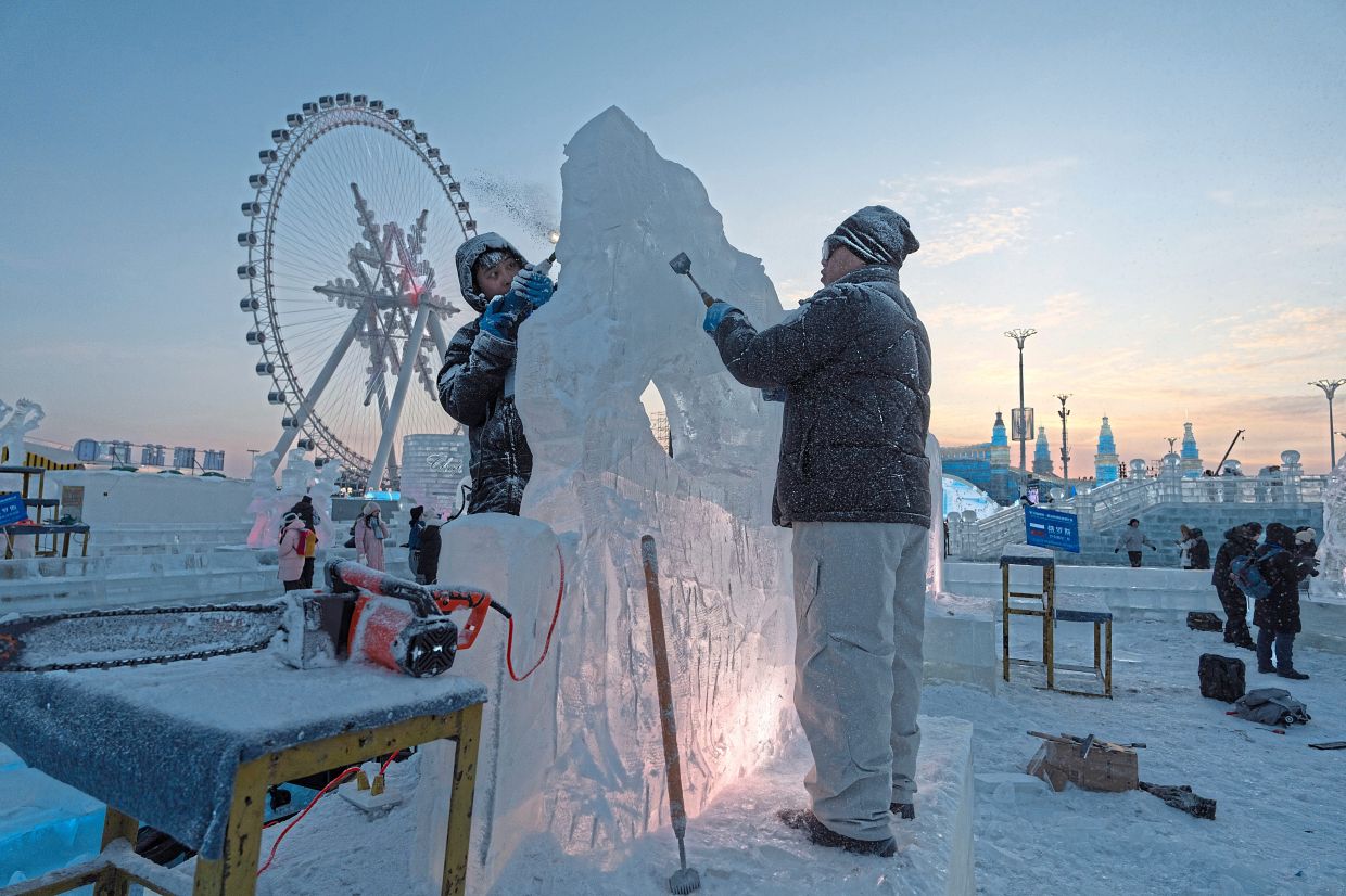 Wonderful world of ice blooms in Harbin