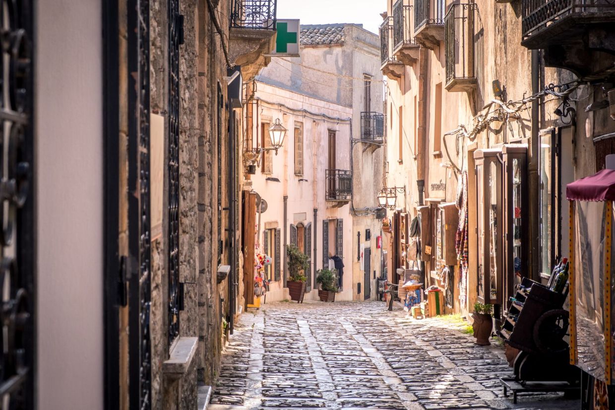 Step back in time through the quiet, medieval alleys of Erice, an ancient walled town in Sicily.
