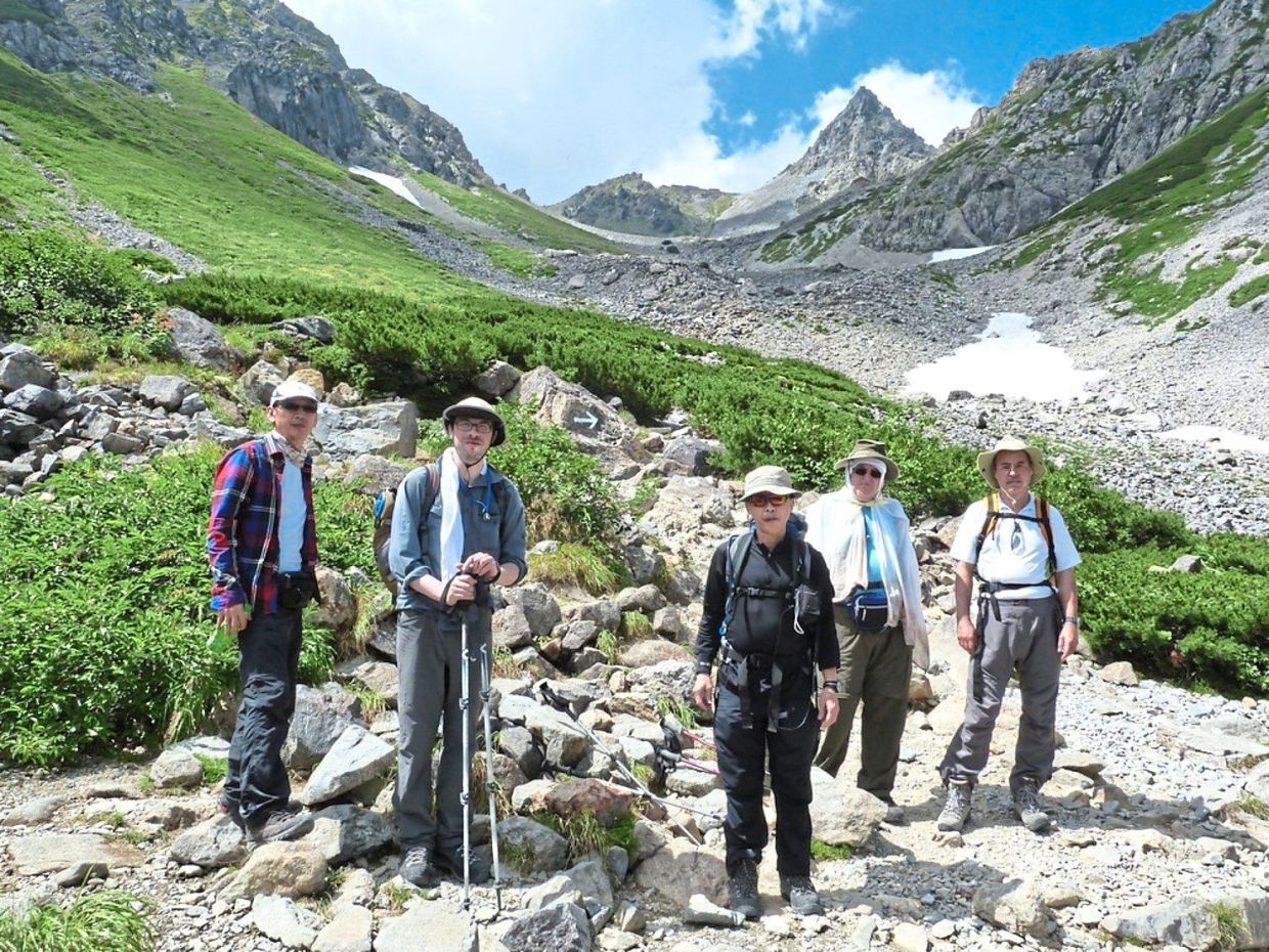 (From left) The writer, guide Llewelyn, Lim, Hanjinicolaou and Krespi photographed at the foothill of Mount Yarigatake in Japan after their trek to the top in 2012.