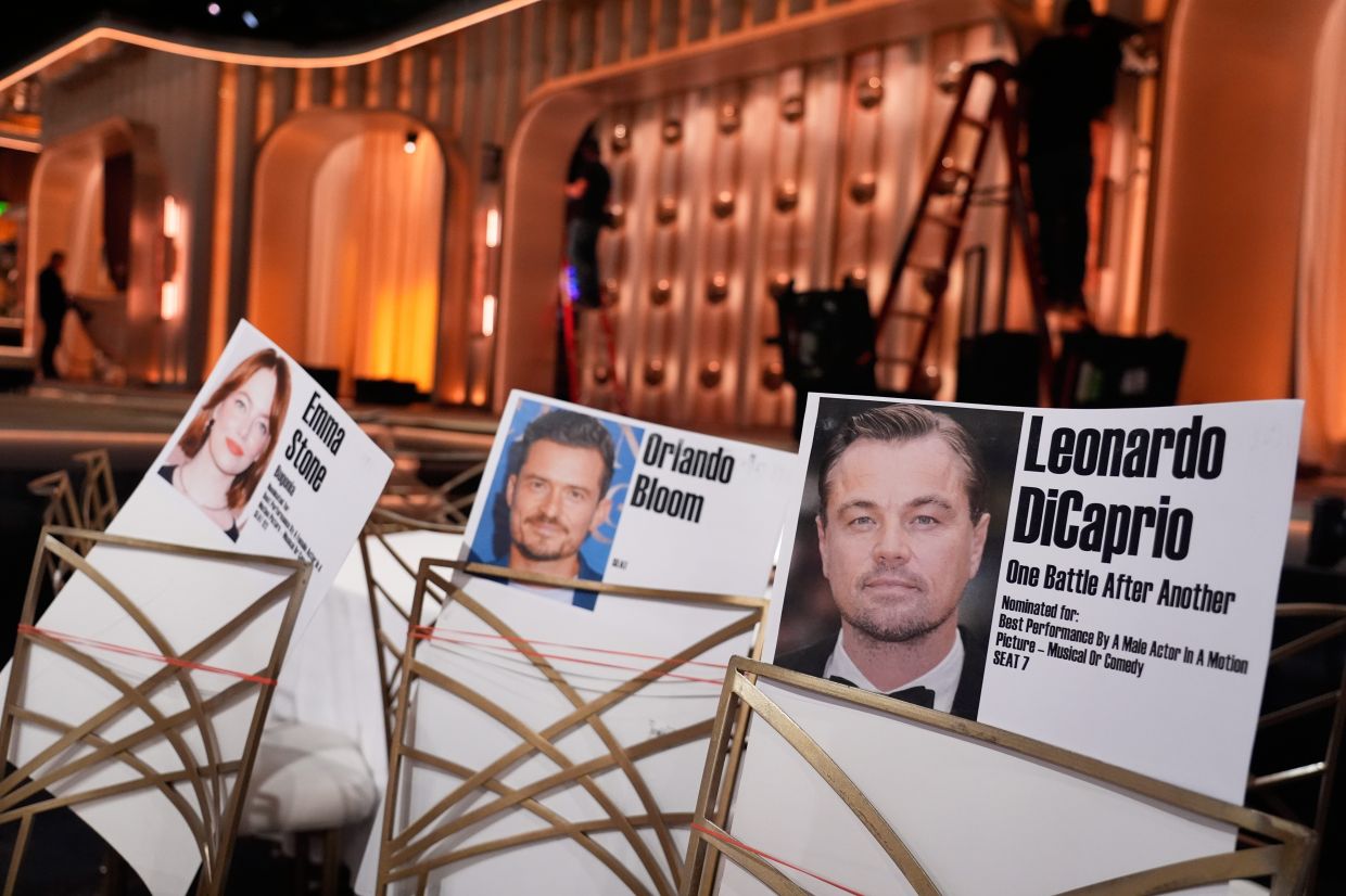 Images of nominees and presenters are pictured during the press preview for the 83rd Golden Globes on Jan 8, 2026, at the Beverly Hilton in California. Photo: AP