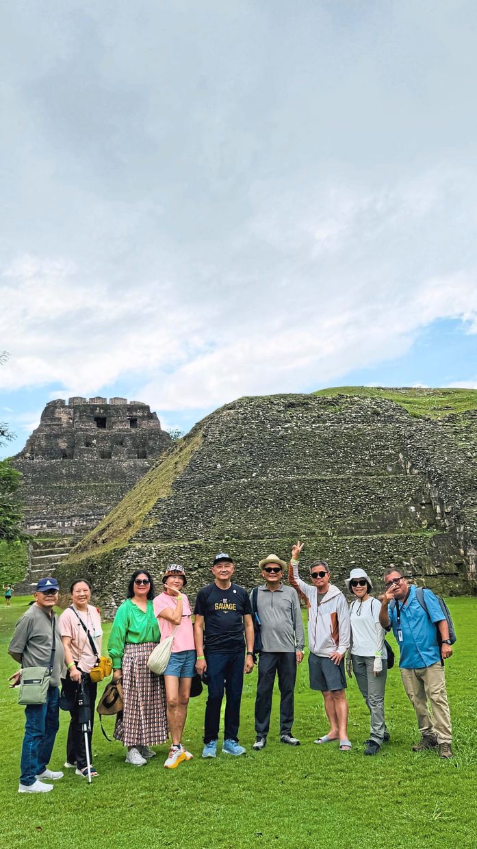 The travel group at Xunantunich, one of the best-preserved examples of an ancient Maya civilisation.